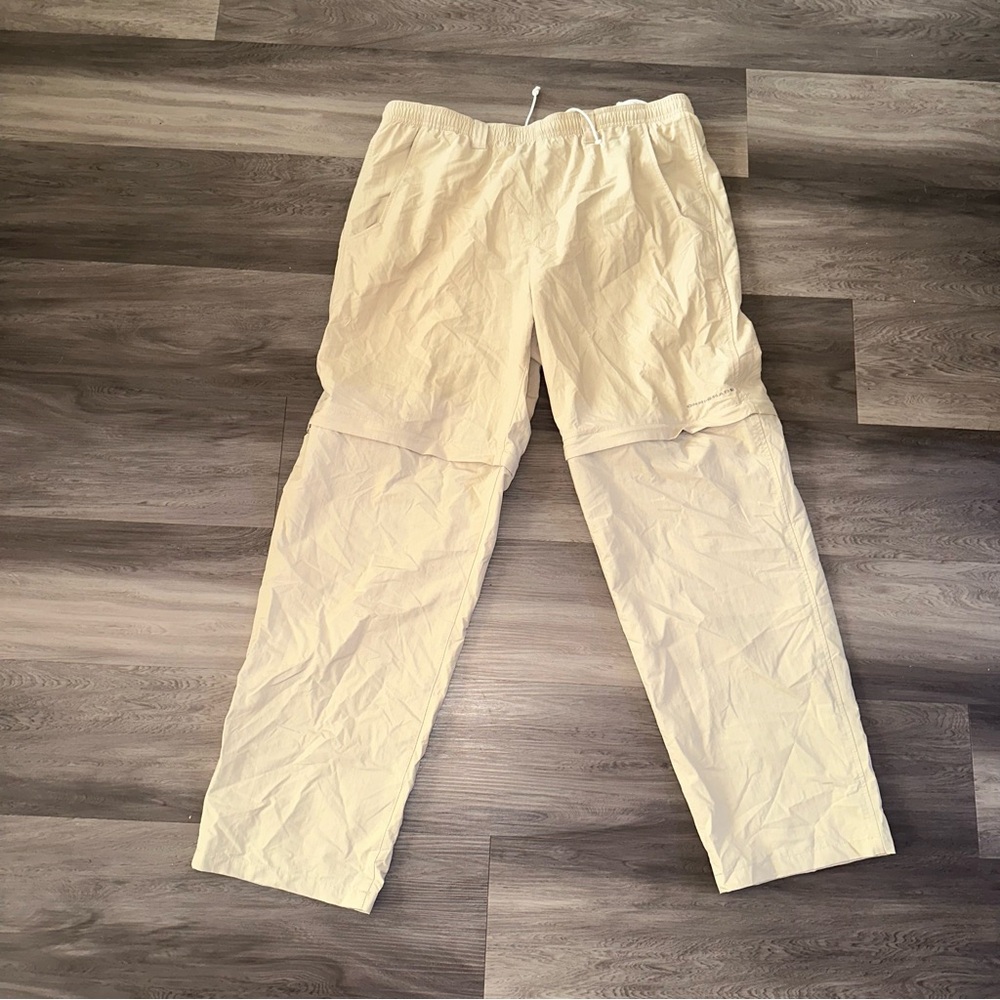 Columbia PFG Pants Mens Large Beige Cargo Convertible Mesh Lined Outdoor Fishing